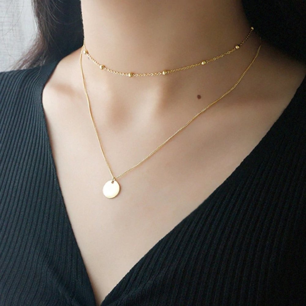 *NEW Gold/Sterling Silver Coin Layered Necklace